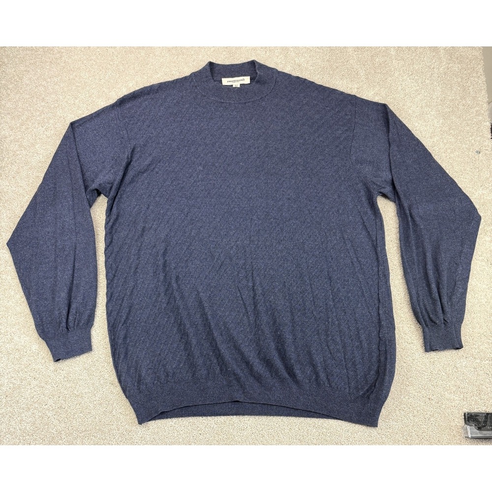 Pronto Uomo Mock Neck Sweater Men's XLT Blue Cotton Blend Knit Minimalist Italy - Picture 1 of 6